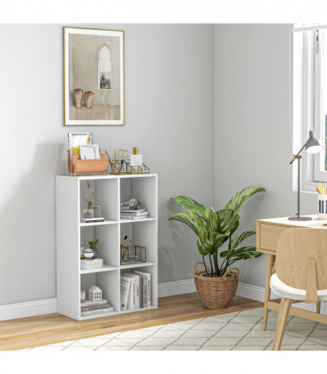 Storage Cabinet Bookcase 6 Cube Organiser Shelves White