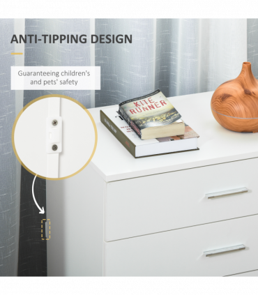 Storage Cabinet Vertical Drawer Chest of 4 w/ Metal Rails Anti-Tip