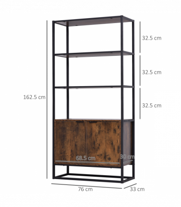 Storage Cabinet with 3 Open Shelves Cupboard for Livingroom Bedroom