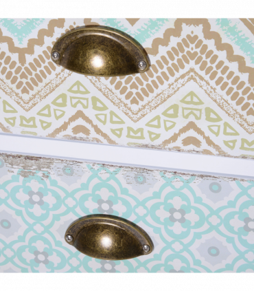 Storage Chest Unit Dresser 5 Drawer Retro Style Wood White Entryway