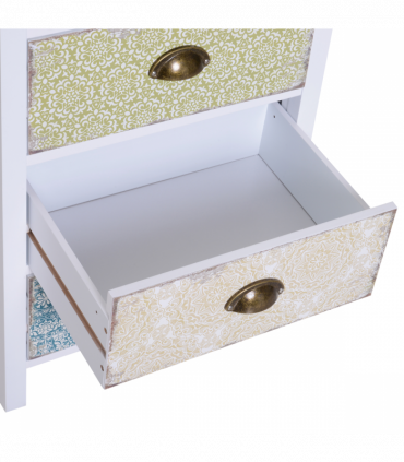 Storage Chest Unit Dresser 5 Drawer Retro Style Wood White Entryway