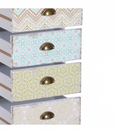 Storage Chest Unit Dresser 5 Drawer Retro Style Wood White Entryway