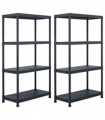 Storage Shelf Racks 2 pcs Black 60x30x138 cm Plastic