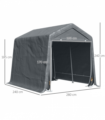 Storage Tent, Heavy Duty Metal Frame 2.8x2.4x2.4m, Dark Grey