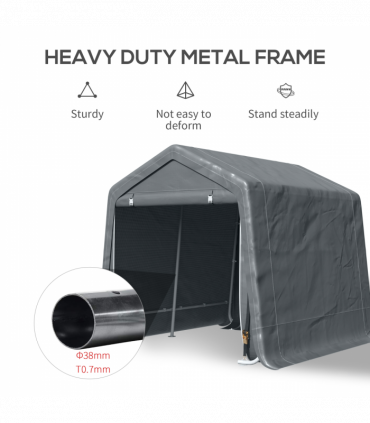 Storage Tent, Heavy Duty Metal Frame 2.8x2.4x2.4m, Dark Grey