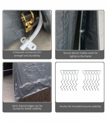 Storage Tent, Heavy Duty Metal Frame 2.8x2.4x2.4m, Dark Grey