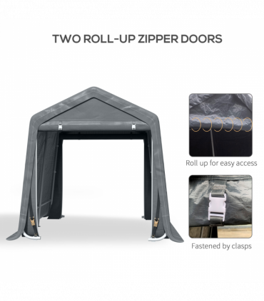 Storage Tent, Heavy Duty Metal Frame 2.8x2.4x2.4m, Dark Grey