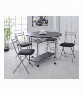 Stowaway 4 seat dining set - black / silver