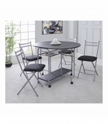 Stowaway 4 seat dining set - black / silver
