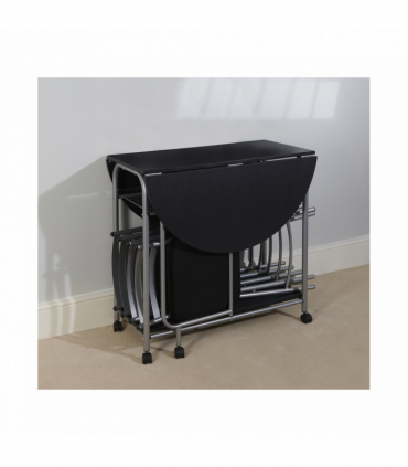 Stowaway 4 seat dining set - black / silver