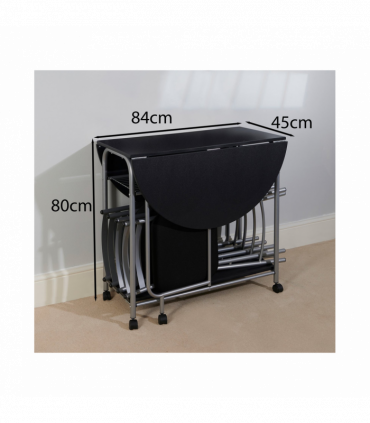 Stowaway 4 seat dining set - black / silver