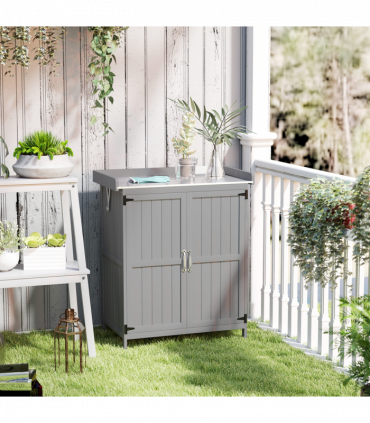 Sturdy Garden Storage Bench with Stainless Steel Top & Easy Access