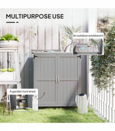 Sturdy Garden Storage Bench with Stainless Steel Top & Easy Access