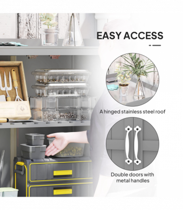 Sturdy Garden Storage Bench with Stainless Steel Top & Easy Access