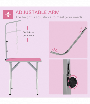 Sturdy Pet Grooming Table - Adjustable Height & Safety Leash - Blue