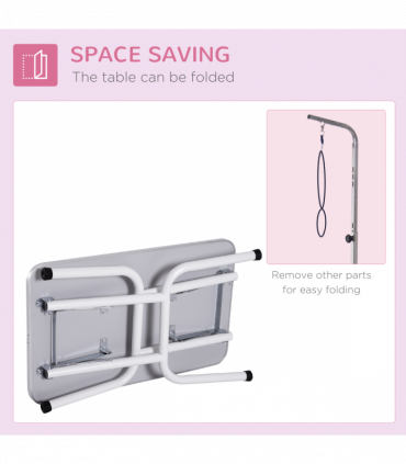 Sturdy Pet Grooming Table - Adjustable Height & Safety Leash - Blue