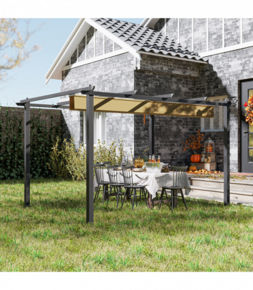 Stylish Aluminium Pergola with Retractable Canopy for Outdoor Spaces