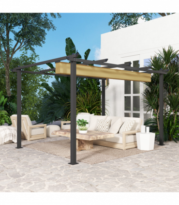 Stylish Aluminium Pergola with Retractable Canopy for Outdoor Spaces