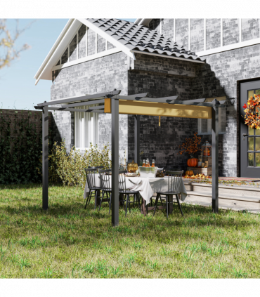 Stylish Aluminium Pergola with Retractable Canopy for Outdoor Spaces