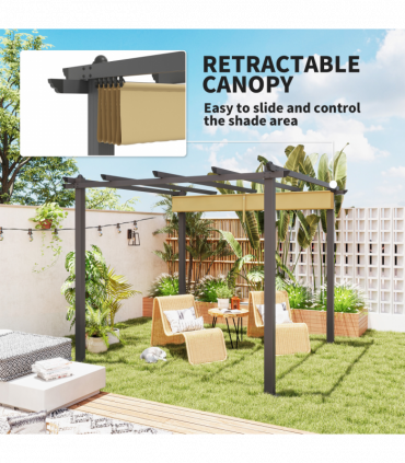 Stylish Aluminium Pergola with Retractable Canopy for Outdoor Spaces