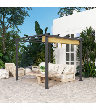 Stylish Aluminium Pergola with Retractable Canopy for Outdoor Spaces