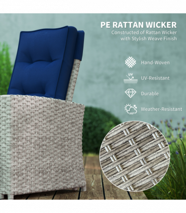Stylish Grey Rattan Outdoor Set with Reclining Loveseat & Armchairs