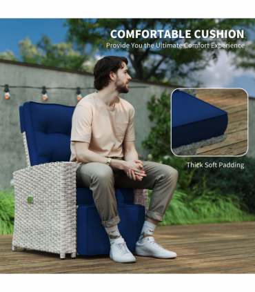 Stylish Grey Rattan Outdoor Set with Reclining Loveseat & Armchairs