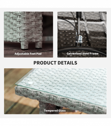 Stylish Grey Rattan Outdoor Set with Reclining Loveseat & Armchairs