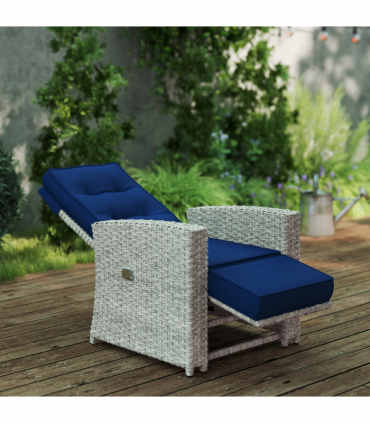 Stylish Grey Rattan Outdoor Set with Reclining Loveseat & Armchairs