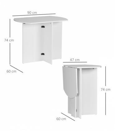 Stylish Oak Folding Dining Table - Space-Saving Design for 4 People