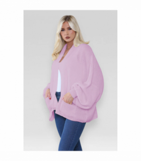 Stylish Oversized Cropped Knitted Cardigan with Balloon Pockets