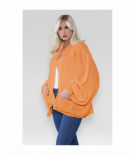 Stylish Oversized Cropped Knitted Cardigan with Balloon Pockets