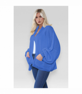 Stylish Oversized Cropped Knitted Cardigan with Balloon Pockets