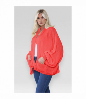 Stylish Oversized Cropped Knitted Cardigan with Balloon Pockets