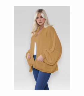 Stylish Oversized Cropped Knitted Cardigan with Balloon Pockets