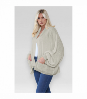 Stylish Oversized Cropped Knitted Cardigan with Balloon Pockets