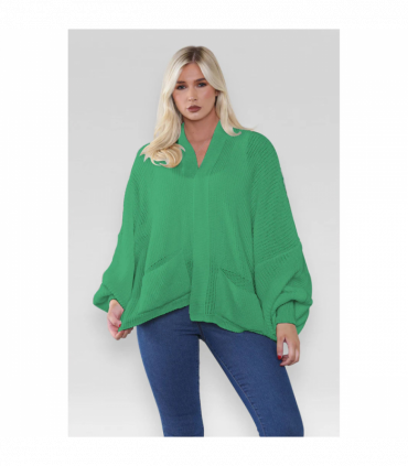 Stylish Oversized Cropped Knitted Cardigan with Balloon Pockets