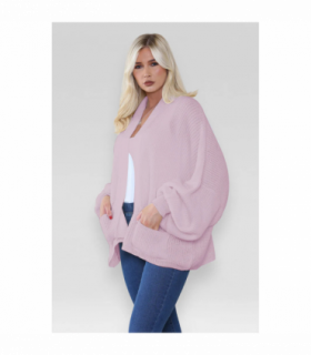 Stylish Oversized Cropped Knitted Cardigan with Balloon Pockets