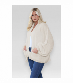 Stylish Oversized Cropped Knitted Cardigan with Balloon Pockets