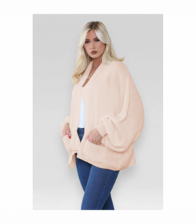 Stylish Oversized Cropped Knitted Cardigan with Balloon Pockets