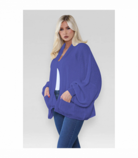 Stylish Oversized Cropped Knitted Cardigan with Balloon Pockets