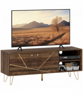 Stylish Wooden TV Stand with Adjustable Shelves & Cable Management - 130cm