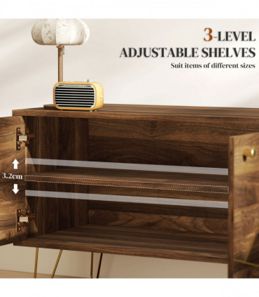 Stylish Wooden TV Stand with Adjustable Shelves & Cable Management - 130cm