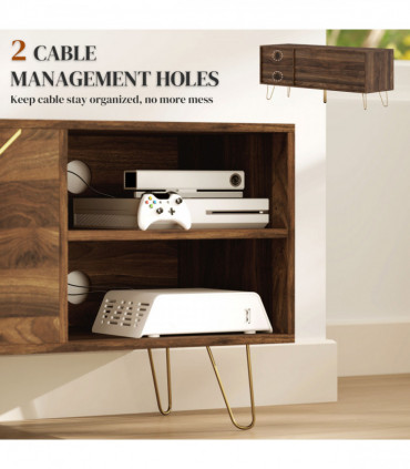 Stylish Wooden TV Stand with Adjustable Shelves & Cable Management - 130cm