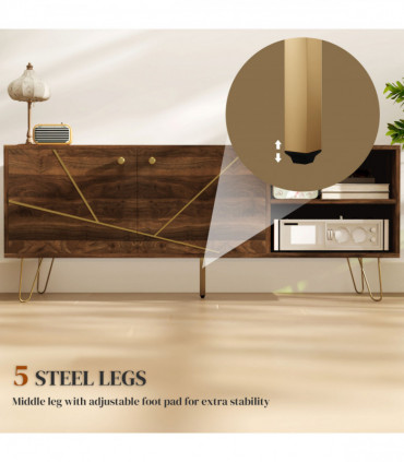 Stylish Wooden TV Stand with Adjustable Shelves & Cable Management - 130cm