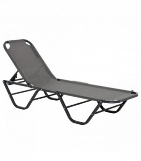 Sun Lounger Relaxer Recliner with 5-Position Adjustable Backrest Grey