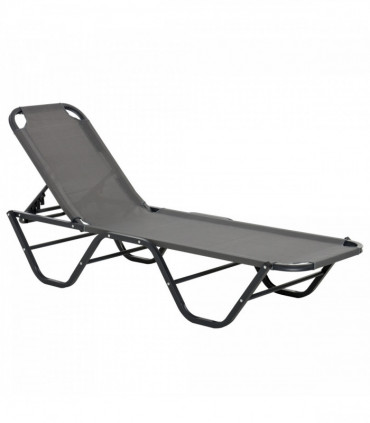 Sun Lounger Relaxer Recliner with 5-Position Adjustable Backrest Grey