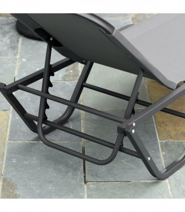 Sun Lounger Relaxer Recliner with 5-Position Adjustable Backrest Grey