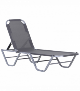 Sun Lounger Relaxer Recliner with 5-Position Adjustable Backrest Silver