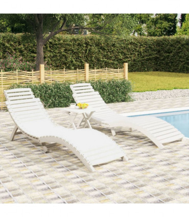 vidaXL Sun Loungers 2 pcs White 184x55x64 cm Solid Wood Acacia